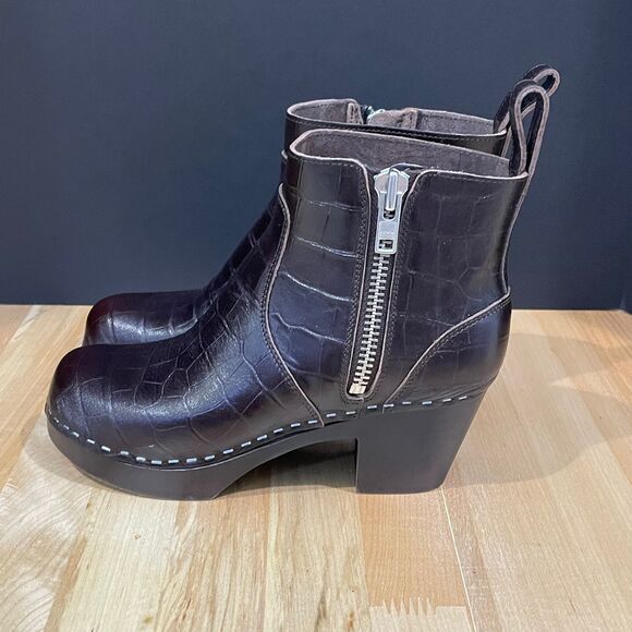 Swedish Hasbeens Boots Zip It Emy Clog Ankle Boots | NWOB - Picture 3 of 7